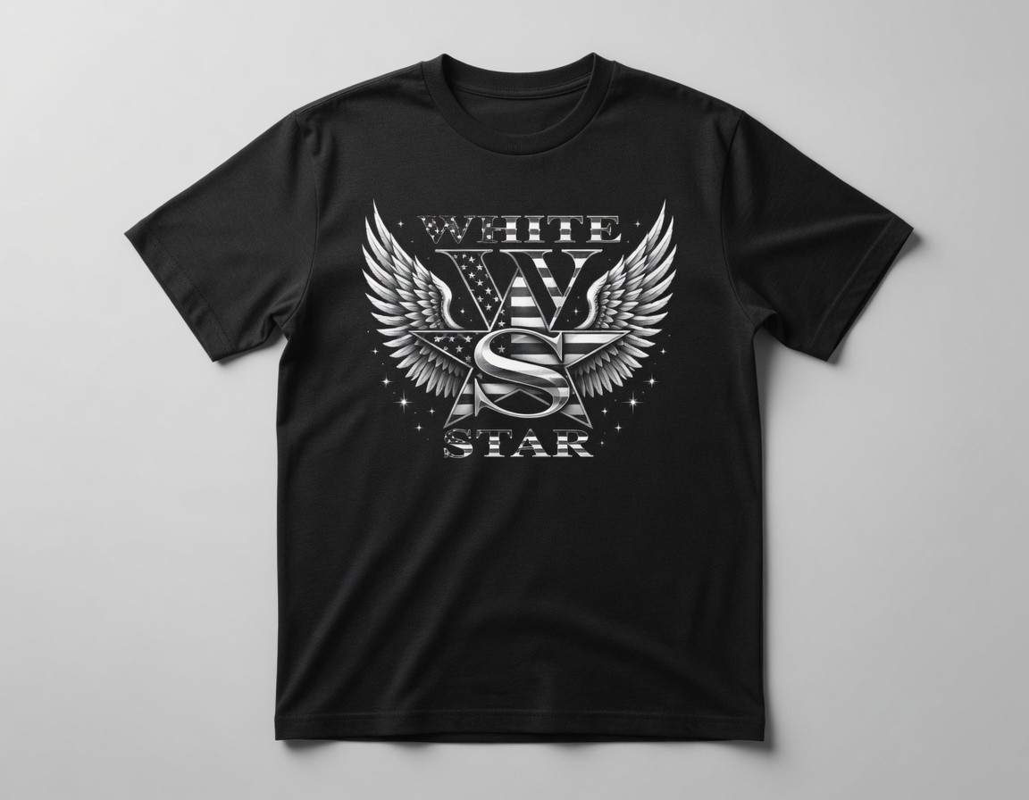 WhiteStar winged star black tee
