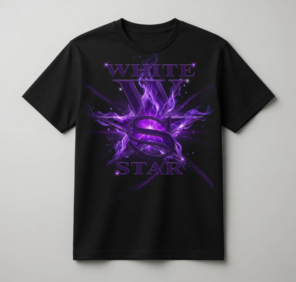 WhiteStar purple energy black tee